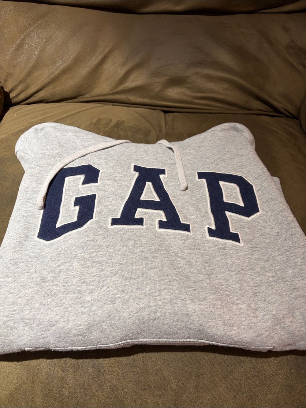 GAP Light Gray Hoodie with Navy Logo